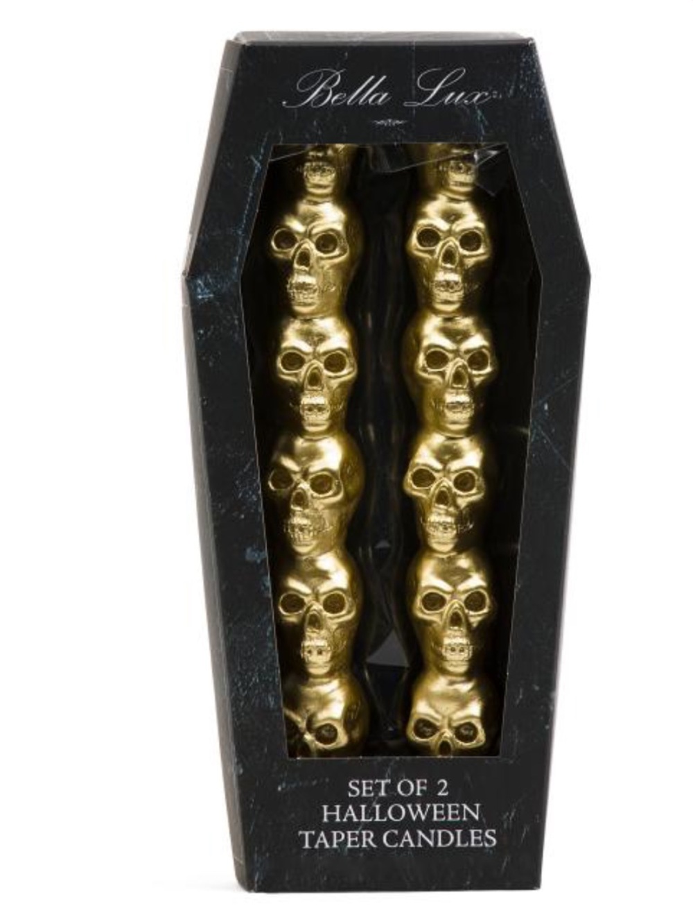 Bella Lux Gold Skull Taper Candles Set Of 2 New